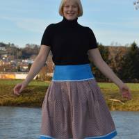 Faltenrock braun-blau, Trachtenrock, weitschwingender Taillenrock, traditioneller, knielanger Damenrock Bild 3