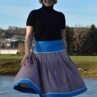 Faltenrock braun-blau, Trachtenrock, weitschwingender Taillenrock, traditioneller, knielanger Damenrock Bild 4