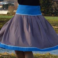 Faltenrock braun-blau, Trachtenrock, weitschwingender Taillenrock, traditioneller, knielanger Damenrock Bild 5