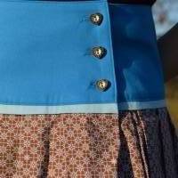 Faltenrock braun-blau, Trachtenrock, weitschwingender Taillenrock, traditioneller, knielanger Damenrock Bild 6