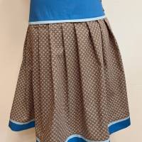 Faltenrock braun-blau, Trachtenrock, weitschwingender Taillenrock, traditioneller, knielanger Damenrock Bild 8