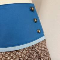 Faltenrock braun-blau, Trachtenrock, weitschwingender Taillenrock, traditioneller, knielanger Damenrock Bild 9