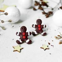 Weihnachtliche Ohrstecker Lebkuchenmann aus Polymer Clay • Ohrschmuck | Ohrringe | Weihnachten Bild 1
