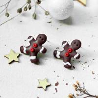 Weihnachtliche Ohrstecker Lebkuchenmann aus Polymer Clay • Ohrschmuck | Ohrringe | Weihnachten Bild 2