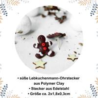 Weihnachtliche Ohrstecker Lebkuchenmann aus Polymer Clay • Ohrschmuck | Ohrringe | Weihnachten Bild 3