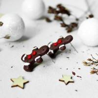 Weihnachtliche Ohrstecker Lebkuchenmann aus Polymer Clay • Ohrschmuck | Ohrringe | Weihnachten Bild 4