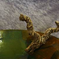 Keramikschale Schalenobjekt mit freihand gearbeitetem Treibholzast Objekt Bild 5