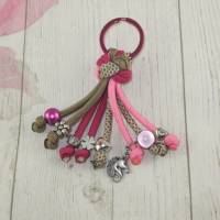 Schlüsselanhänger pink/braun aus Paracord Anhänger mit Zierknoten und Schlüsselring Taschenbaumler Taschenanhänger Bild 1