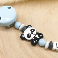 Schnullerkette Panda personalisiert mit Name Junge Blau Geschenk Geburt Baby Taufe Bild 5
