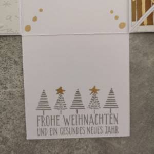 Explosionsbox zu Weihnachten  "früher war mehr Lametta"  in Weiß/Gold/Grau, ca. 7 x 7 x 7,5 cm, Ideal als Geldge Bild 2