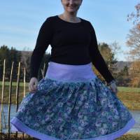 Faltenrock lila-blau, Trachtenrock, weitschwingender Taillenrock, traditioneller, knielanger Damenrock Bild 1