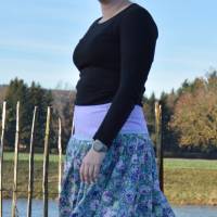 Faltenrock lila-blau, Trachtenrock, weitschwingender Taillenrock, traditioneller, knielanger Damenrock Bild 4