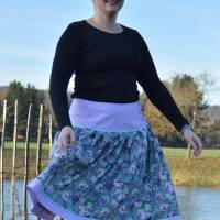 Faltenrock lila-blau, Trachtenrock, weitschwingender Taillenrock, traditioneller, knielanger Damenrock Bild 5