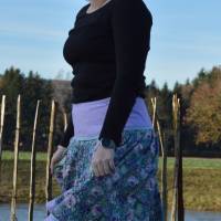 Faltenrock lila-blau, Trachtenrock, weitschwingender Taillenrock, traditioneller, knielanger Damenrock Bild 6