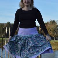 Faltenrock lila-blau, Trachtenrock, weitschwingender Taillenrock, traditioneller, knielanger Damenrock Bild 7