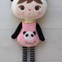 Panda Puppe personalisiert mit Name Mädchen Kuscheltier Stofftier Plüschtier Geschenk  Geburt Taufe Einschulung Bild 4