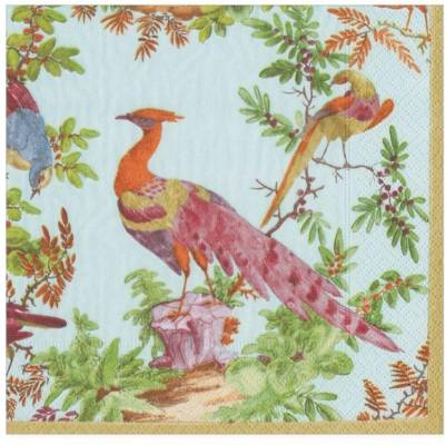 Cocktailservietten Chelsea Birds, Phantasievögel in Zweigen, von Caspari