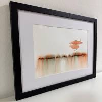 Abstraktes handgemaltes Bild - Savanne - mit hochwertigen Aquarellfarben auf hochwertigen Aquarellpapier Bild 3