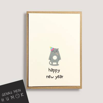 Happy new Year Karte, lustige Karte für Neujahrsgrüße - lustige Karte für das neue Jahr|lustige Neujahrsgrüß