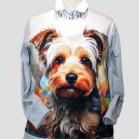 Damen Sweatshirt | Motive Yorkshie Terrier | in Hellgrau/Bunt Bild 1