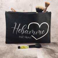 Schwarze Kosmetiktasche 'Hebamme mit Herz' - Abverkauf Bild 1