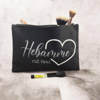 Schwarze Kosmetiktasche 'Hebamme mit Herz' - Abverkauf Bild 3