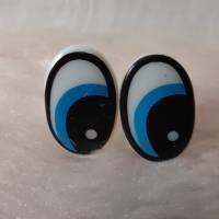 1 Paar Augen Sicherheitsaugen Kuscheltieraugen Lustige Augen 14 x 22 mm schwarz-weiß-blau Bild 1