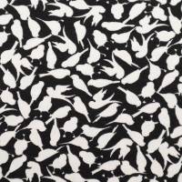 Stoff Viskose Jersey mit Vögel Design schwarz weiß Kleiderstoff Kinderstoff Bild 1