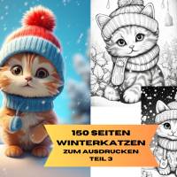 Süßes Katzen Malbuch 150 Seiten Teil 3 Erwachsene Kinder PDF Download Bild 1