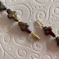 Perlenkette schwarzbraun,  Zuchtperlen in Sonderform: Kreuz, Geschenk für Frauen, Handarbeit aus Bayern Bild 5