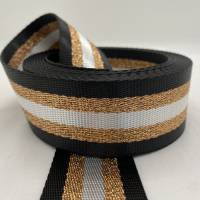 Gurtband White&Copper Stripes, schwarz, 38 mm Bild 1