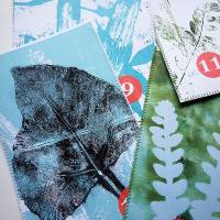 Adventskalender aus selbstgenähten Papiertüten mit verschiedenen Naturmotiven zum Selbstbefüllen Bild 8