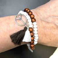 Wickelarmband, Twinarmband, doppeltes elastisches, handgefertigtes Armband mit modischen Details Bild 1