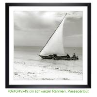 Segelboot an der Küste von Tansania Afrika analoge schwarz weiß Fotografie, gerahmter KUNSTDRUCK Meer Nautik, maritim Bild 6