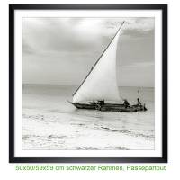 Segelboot an der Küste von Tansania Afrika analoge schwarz weiß Fotografie, gerahmter KUNSTDRUCK Meer Nautik, maritim Bild 7
