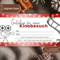 Gutschein Kino | Kinogutschein digital | Geschenkgutschein Vorlage | personalisierter Gutschein zum Drucken Bild 1