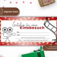 Gutschein Kino | Kinogutschein digital | Geschenkgutschein Vorlage | personalisierter Gutschein zum Drucken Bild 9