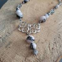 Keltischer Halskette mit Zebra Jaspis Perlen & Keltischen Knoten/  Keltische Thread Kette/  Perlenkette Bild 1