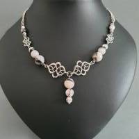 Keltischer Halskette mit Zebra Jaspis Perlen & Keltischen Knoten/  Keltische Thread Kette/  Perlenkette Bild 2