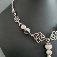 Keltischer Halskette mit Zebra Jaspis Perlen & Keltischen Knoten/  Keltische Thread Kette/  Perlenkette Bild 3