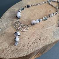 Keltischer Halskette mit Zebra Jaspis Perlen & Keltischen Knoten/  Keltische Thread Kette/  Perlenkette Bild 5