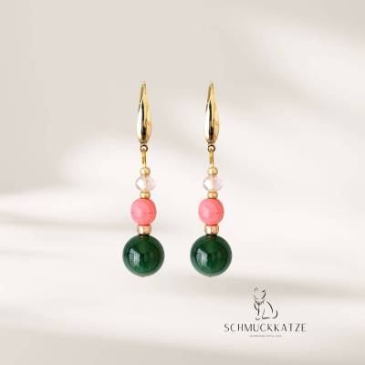 grüne Moosachat Stein Ohrringe, grüne Edelstein Ohrringe, Moosachat Ohrringe