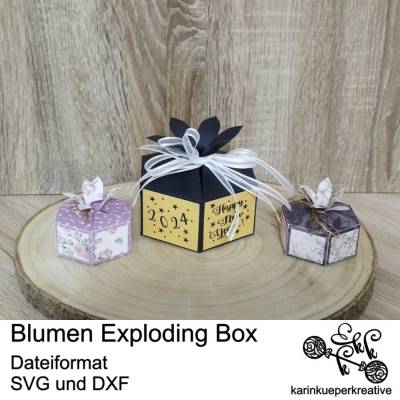 Plotterdatei Blumen Exploding Box
