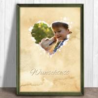 Mensch-Haustier-Portrait - Watercolor - Herz - sandfarben | personalisierbar mit Wunschtext - Digitaldruck Tierportrait Bild 1
