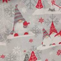 Weihnachten - Stoff aus 100% Baumwolle - knuffige Wichtel und Rentiere als Motiv Reststücke 160 cm breit  x 60  cm hoch Bild 2