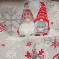 Weihnachten - Stoff aus 100% Baumwolle - knuffige Wichtel und Rentiere als Motiv Reststücke 160 cm breit  x 60  cm hoch Bild 3