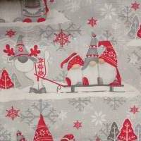 Weihnachten - Stoff aus 100% Baumwolle - knuffige Wichtel und Rentiere als Motiv Reststücke 160 cm breit  x 60  cm hoch Bild 4