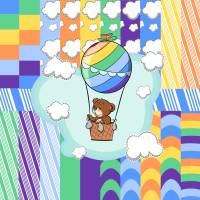 Digistamp Teddy Heißluftballon Teddybär Wolken Himmel Bild 1