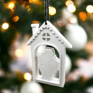 Weihnachtliches Haus mit Weihnachtsmann Ornament Silikon Gießform, Dekoanhänger, Raysin, Gips, Epoxidharz Silikonform Bild 2