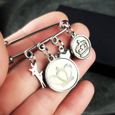 Brosche, Anstecknadel, Anstecker, Charivari-Brosche, Trachtenschmuck, Edelstahl